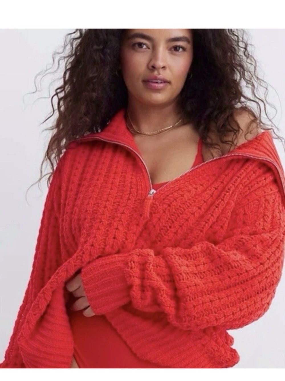 Aerie knit Quarter Zip Chunky Half Zip size Sweater M